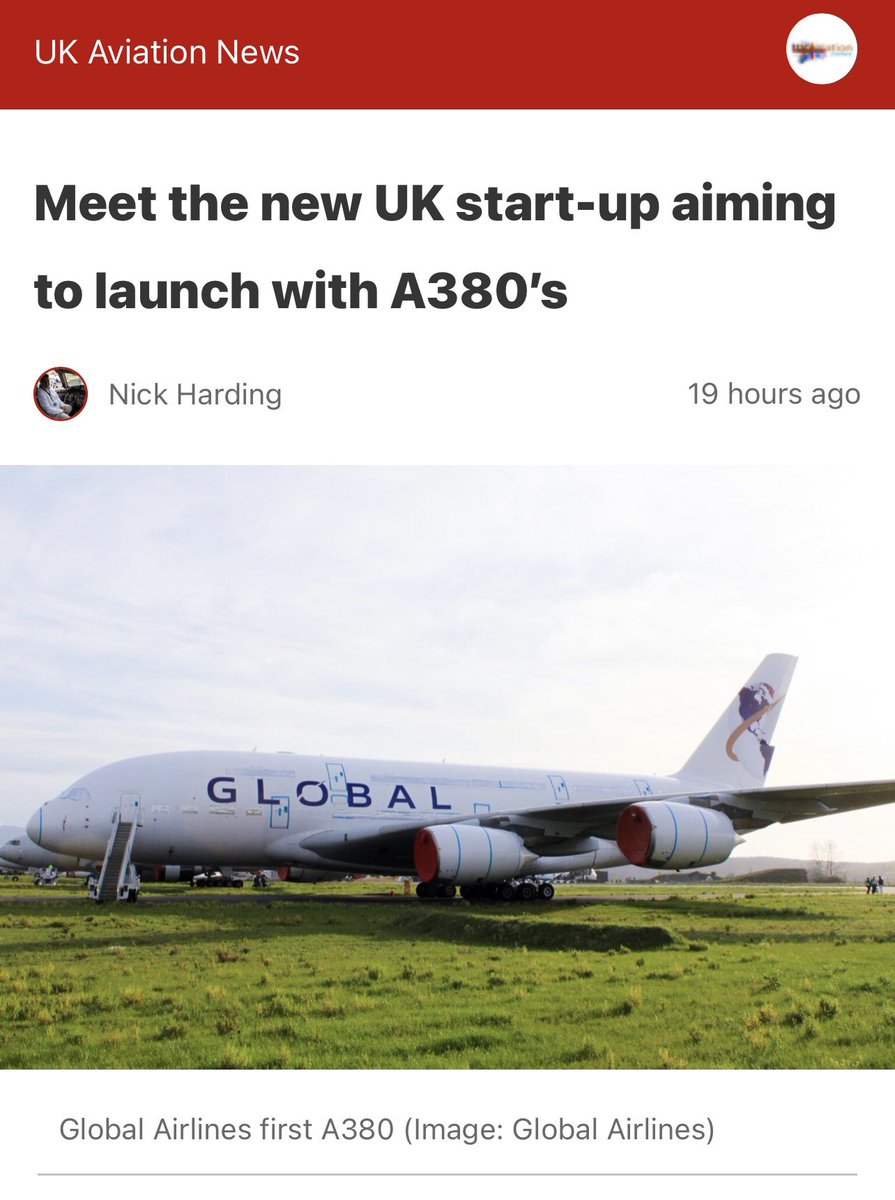 📰We're honored to be mentioned in this article by UK Aviation News. Global Airlines is thrilled to be part of the industry's future. Read more about our ambitious plans and stay tuned for updates on our journey! ✈️🌍 #GlobalAirlines #AviationNews #A380 #TheBestWaytoFly