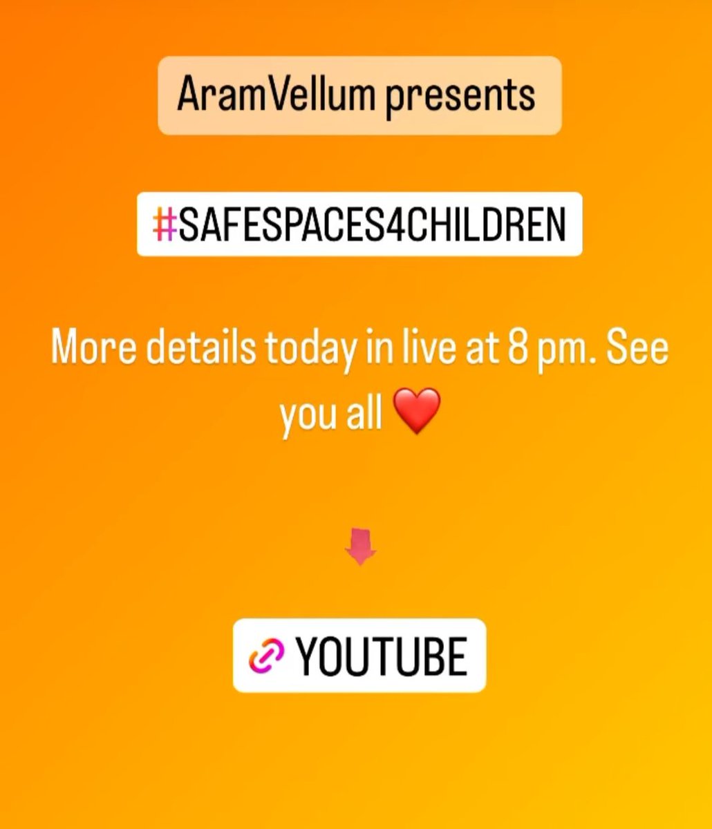 #AramVellum presents, 
'Safe spaces for children'. 
Don't miss it today @ 8 PM on Vikraman's YouTube channel 💫.
#Vikraman #Vikramanarmy

#Founder_of_AramVellumLegalAid #10YearsOfVikraman #Vikramanfangirlarmy #AramVellumLegalAid #westandwithvikraman