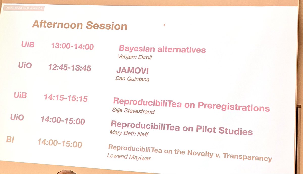 Second annual <a href="/NorRepro/">The Norwegian Reproducibility Network (NORRN)</a> 🇳🇴 event kicked off this morning with a fantastic keynote by <a href="/giladfeldman/">Gilad Feldman</a> and a panel discussion on incorporating #OpenScience in teaching now continues locally with afternoon workshops and <a href="/ReproducibiliT/">ReproducibiliTea</a> sessions <a href="/UniOslo/">Universitetet i Oslo</a>, <a href="/UiB/">Universitetet i Bergen</a> and <a href="/HandelshoyskBI/">Handelshøyskolen BI</a> 🙌🏻