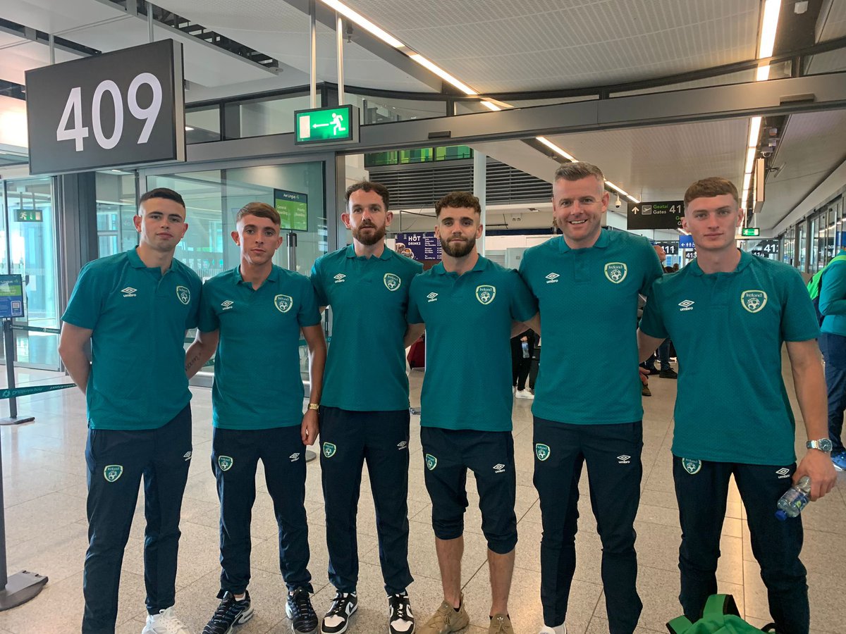RockmountAFC's tweet photo. Our 6 lads in Dublin airport before jetting off to Galicia for the 2023 UEFA Regions Cup. The club are extremely proud of ye🔰🇮🇪

@AdamCrowley7 
@murp_7 
@danny_aherne 
Nathan Broderick 
@Brendan0C 
@lukecasey999 https://t.co/FgVaxG2SWr