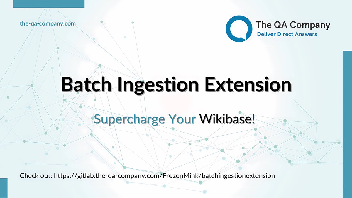 🚀Introducing BatchIngestion Extension for Wikibase: Supercharge Your Wikibase! Check out: gitlab.the-qa-company.com/FrozenMink/bat…
Achieve 5x to 10x speedup in ingestion. Deployed for European Commission projects in the EU Knowledge Graph. 
Accelerate your Wikibase experience.
#data #Efficiency