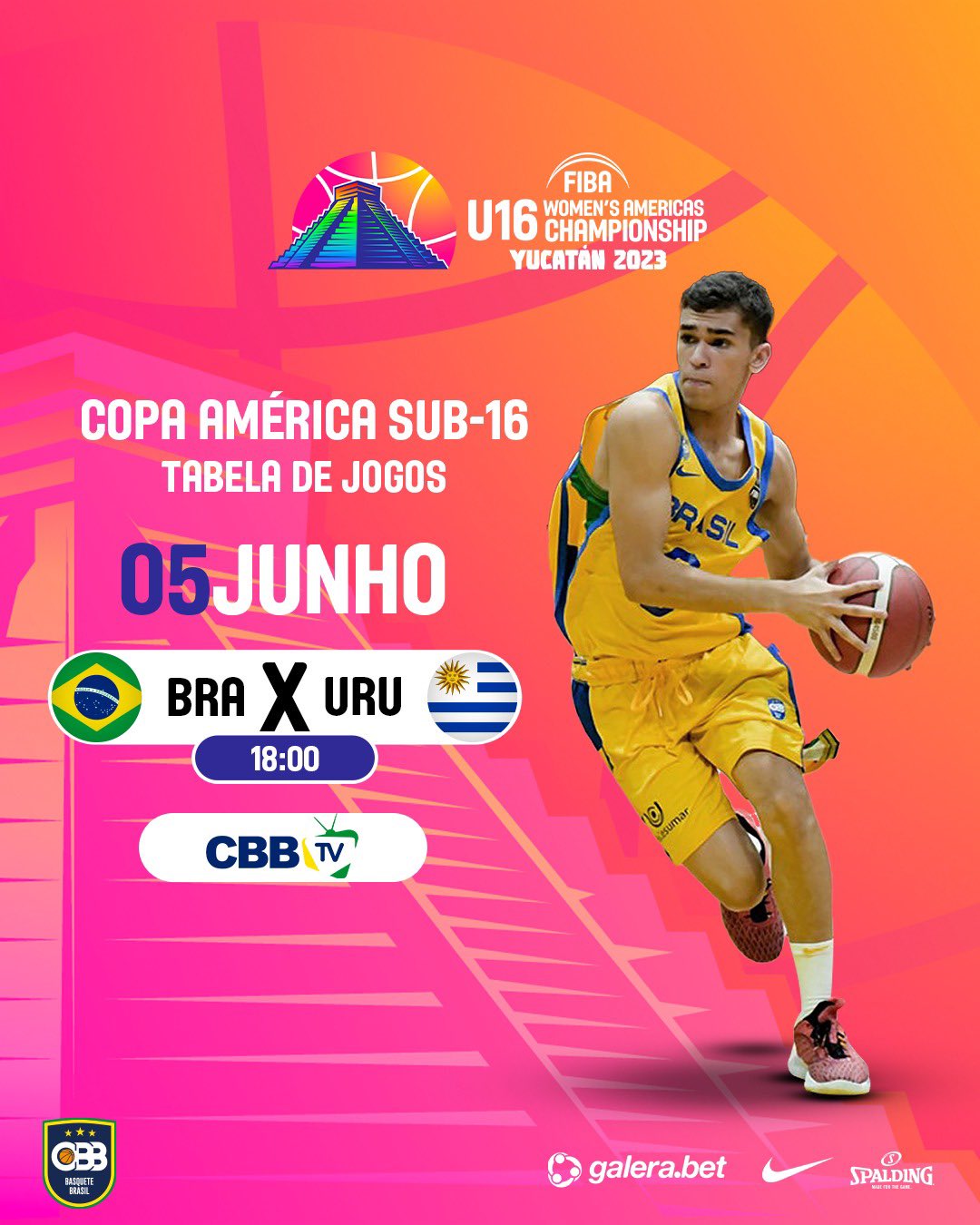 Basquete Brasil - CBB on X: Hoje é dia de Brasa! É dia de estreia na Copa  América sub-16 masculina, diante do Uruguai, direto de Yucatán-MEX! O  torneio vale quatro vagas na