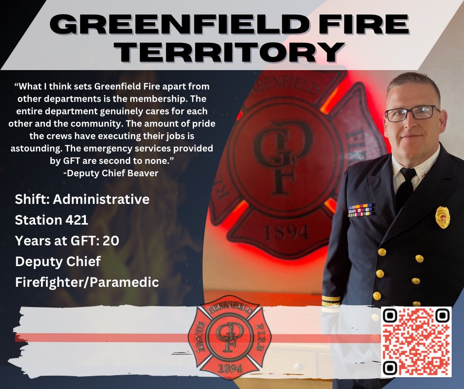 Today’s Meet The Crew Monday features Deputy Chief RJ Beaver. Chief Beaver has been with GFT for over 20 years, serving in a wide variety of roles such as Firefighter/Paramedic, SWAT Medic, Technical Rescue Team member, and as EMS Chief! 👩‍🚒🚒

#Firefighter #Paramedic