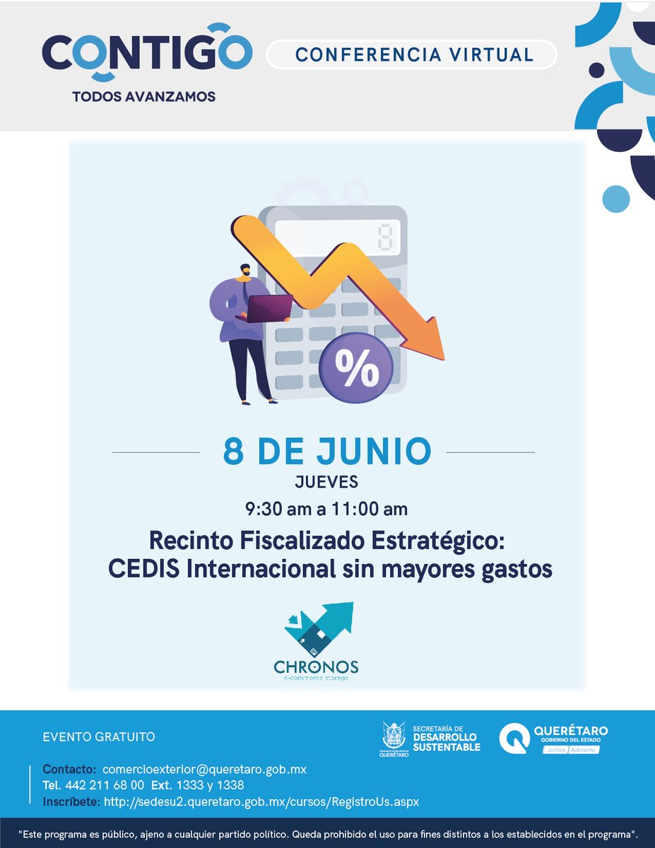 SEDESUQro's tweet photo. Te invitamos a conocer las soluciones que ofrece un Recinto Fiscalizado Estratégico, para reducir los gastos en las operaciones de Comercio Internacional de tu empresa, regístrate en el taller que tenemos esta semana en: https://t.co/RupagEs6ph. #CONTIGO #LunesDePyMEs https://t.co/rtNu7zod5i