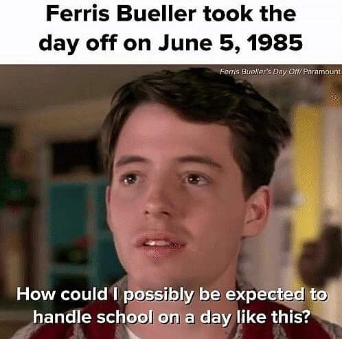 If only I had remembered this before I got ready for work this morning😂
#ferrisbueller #ferrisbuellersdayoff