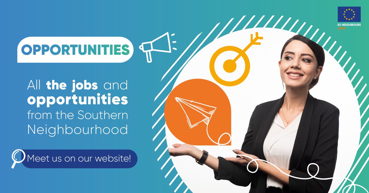 #Tenders, #grants, calls for proposals and #jobs from the European Neighbourhood 🇩🇿 🇪🇬 🇯🇴 🇱🇧 🇱🇾 🇲🇦 🇵🇸 🇹🇳 #EU4YOUth #EU4Jobs
Click on the link below to find out the latest 🇪🇺 #opportunities from the Southern Neighbourhood.
👉 south.euneighbours.eu/news/latest-op…