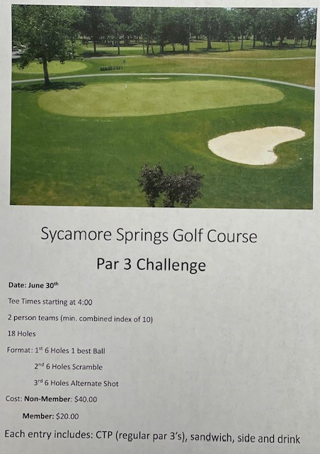 SSGC Par 3 Challenge
Call clubhouse to register - 419.365.5109