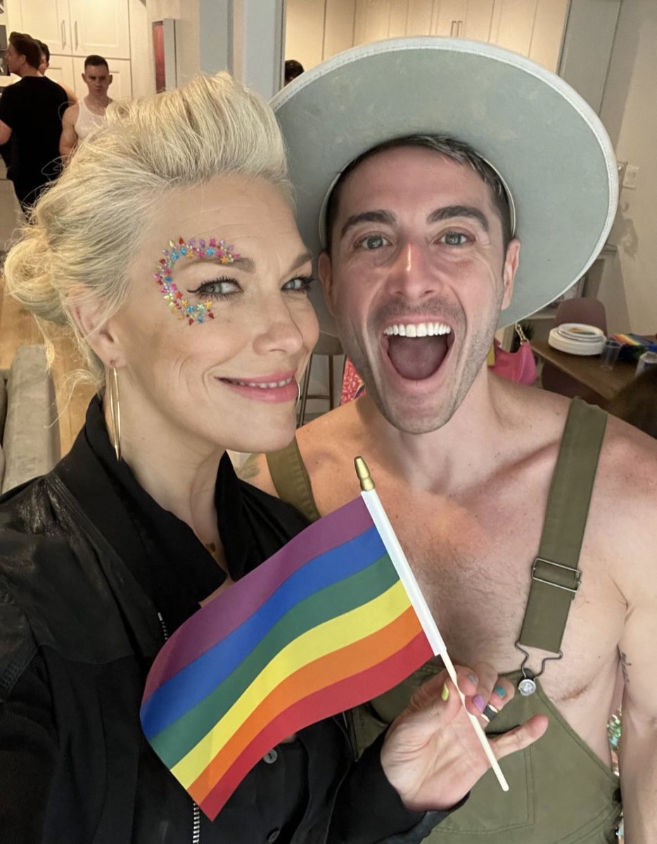 📸: Hannah Waddingham with Nick Todisco #WeHoPride 🏳️‍🌈

[via @todiscon IG]