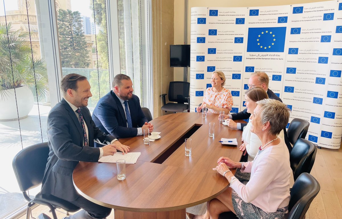 Very engaging exchanges of views with a delegation from 🇫🇮<a href="/Ulkoministerio/">MFA Finland 🇫🇮</a> headed by <a href="/HAiraksinen/">Helena Airaksinen</a>. We agreed that early recovery &amp; sustainability are the way forward in Syria. I took this opportunity to congratulate 🇫🇮for her leadership role on supporting women’s rights &amp;