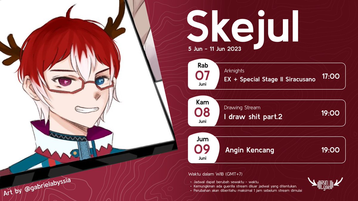 Skejul buat minggu ini...   
See ya!
YT: youtube.com/c/RynLyseCh/ 

Retweets are appreciated 🙏