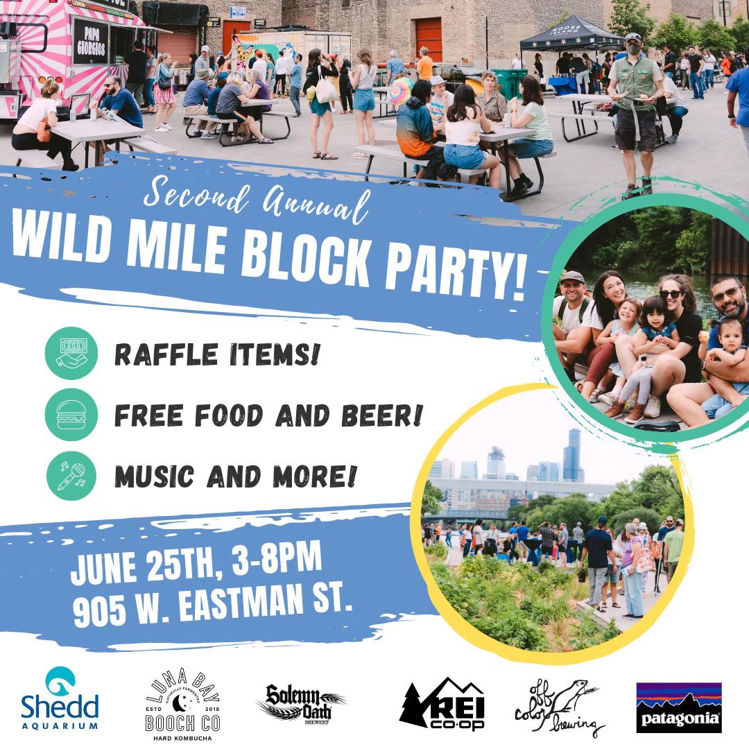 Get ready to party! The 2nd Annual Wild Mile Block Party is here, and you're invited! 🎉 Come to the Wild Mile on June 25th from 3-8pm for a day filled with raffles, entertainment, and the best food and drinks in town (all for FREE!) Don’t miss out! #urbanrivers #chicagoevents