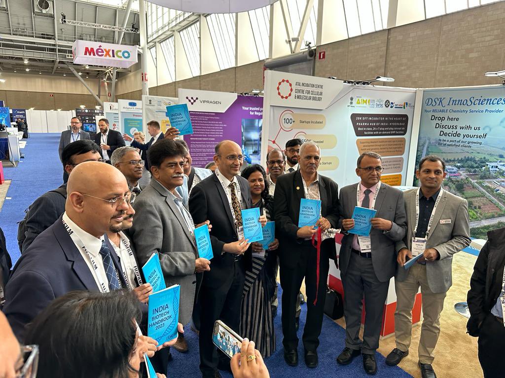 India Pavilion #bio2023 was inaugurated & released handbook by @rajesh_gokhale secretary DBT with his team & @able_indiabio secretariat. Great to have the India pavilion enabled after 3 years for Indian Biotech sector @kiranshaw @BIRAC_2012 @Muralipm @balu_sbc @AbleSuresh