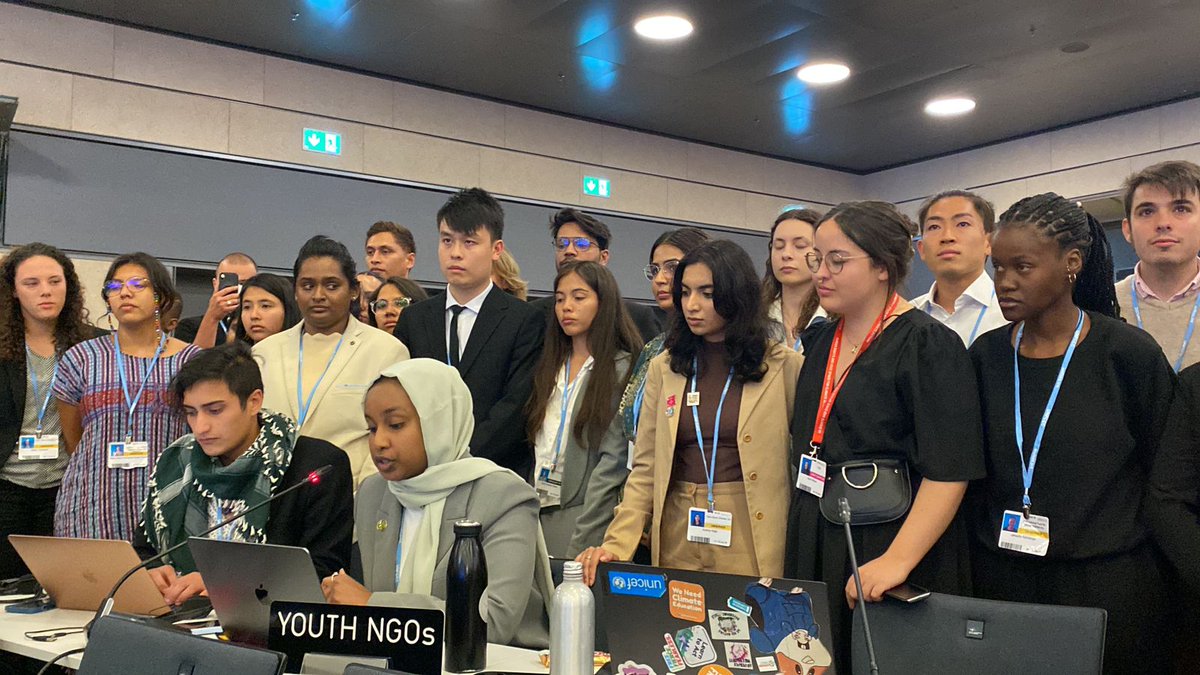 youngo_unfccc's tweet photo. #YOUNGO at #SB58 Opening Plenary; Finally to accelerate resilience in vulnerable communities, a Youth Action Fund must be incubated and operationalized so that youth-led projects can be implemented at a fast pace.

#ClimateAction #ActNow #BonnClimateConference https://t.co/KG9zZvvEcM