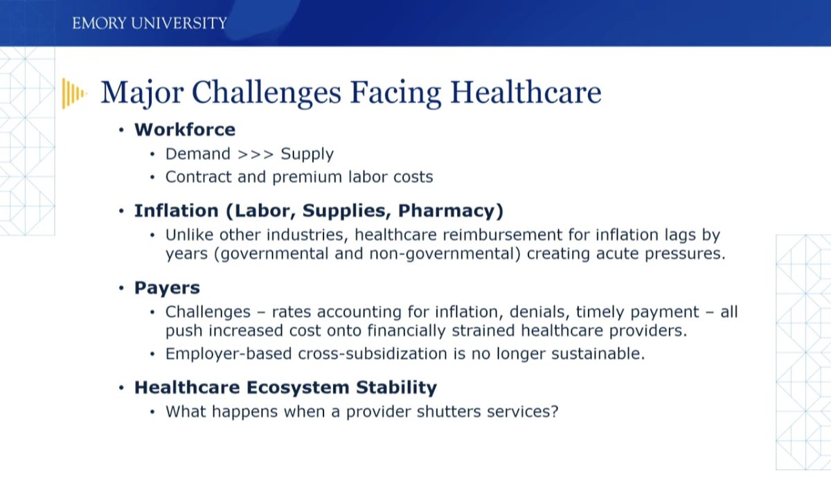 The #GASenate Health & Human Service Committee meeting started at 10 am and still going. This slide from @emoryhealthcare summarizes some of the healthcare infrastructure issues in GA. Ambulance arrivals are up 54%. 41% increase in ER rooms waiting for a bed. #gapol