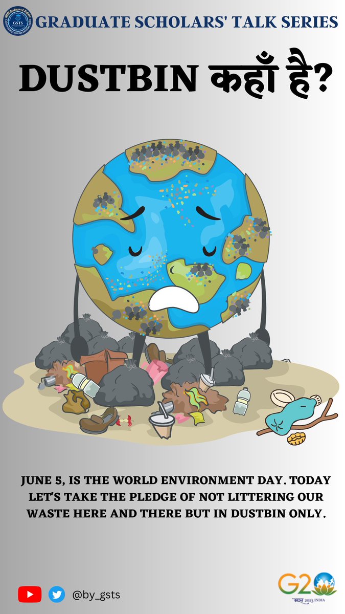 AjayGup43's tweet photo. @by_gsts wishes you World Environment Day. 
Let's take a pledge that we will not litter our garbage on streets.
This way we will make the job of Municipalities easy and effective.
#cleanIndia
#WorldEnvironmentDay2023 
#lifestyleforenvironment
#MissionLiFE 
#IndiaVsGarbage https://t.co/2QdZNZ52I0