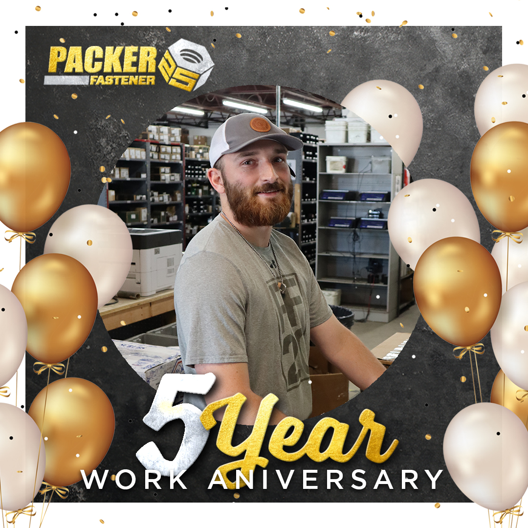 Congrats to Drew Honzik on his 5 year work anniversary! Drew started part time during the summer while attending @stnorbert, and has grown through Packer Fastener into his current role as Buyer. Congratulations, Drew! #CareerGrowth #culture #Congratulations #success