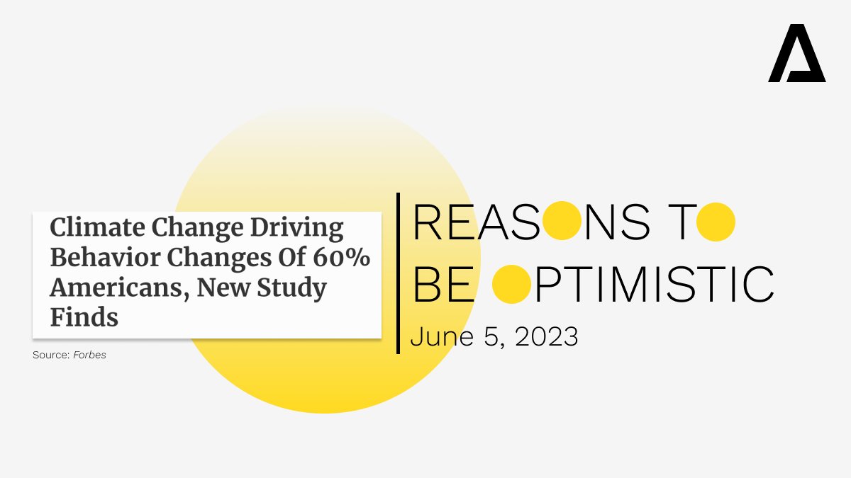 activatefellows's tweet photo. According to a study conducted in December 2022, 60% of Americans are already changing their behavior due to rising climate change concerns. #ReasonsToBeOptimistic

Read more: https://t.co/vXTCk57D2w https://t.co/fXLT2OH0Xh