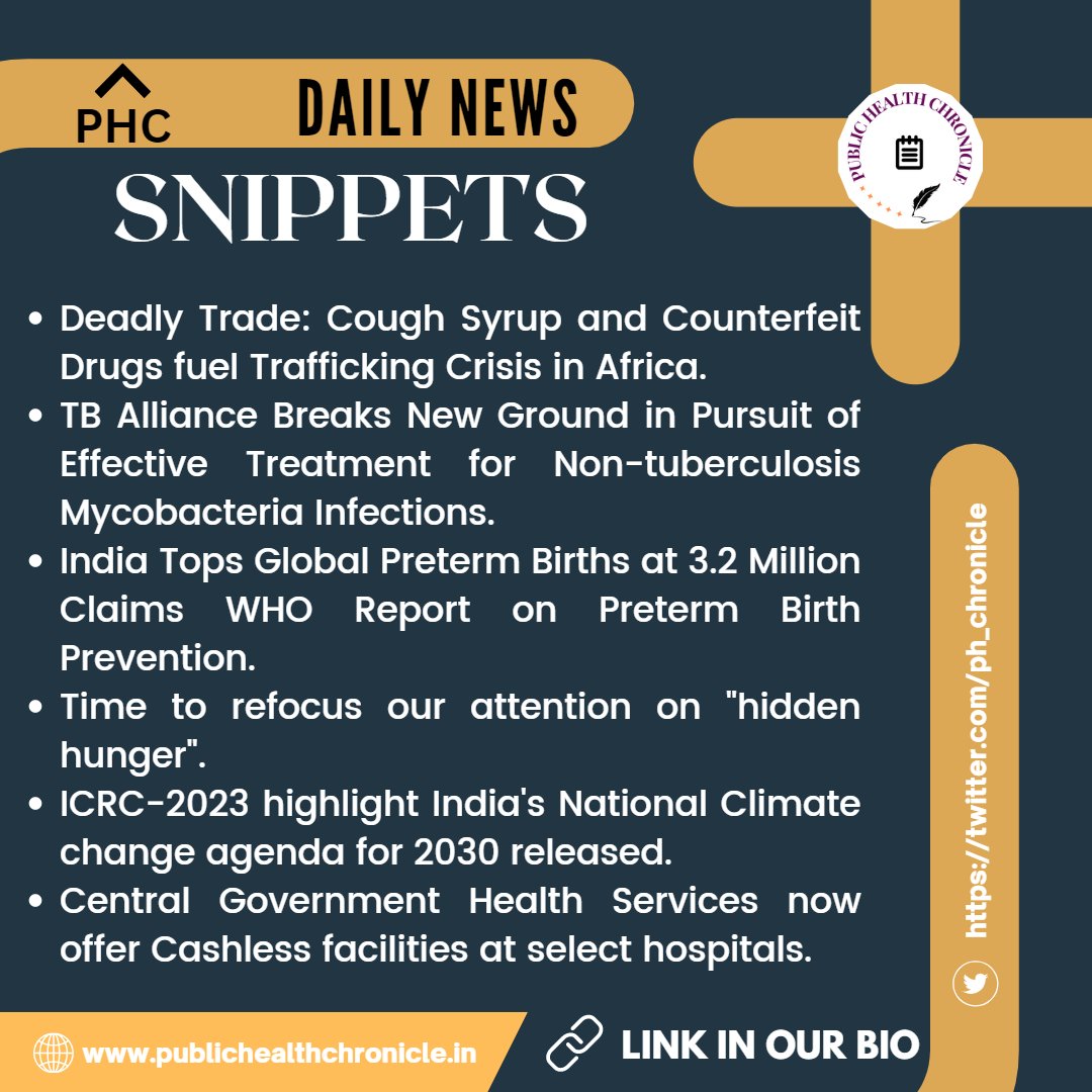 ph_chronicle's tweet photo. 📬Public Health News Snippets - June 05, 2023
https://t.co/XzyjRXon89
#publichealthchronicle #teamPHC #dailynews #newssnippets #stayupdated https://t.co/hjOOoeKmwO