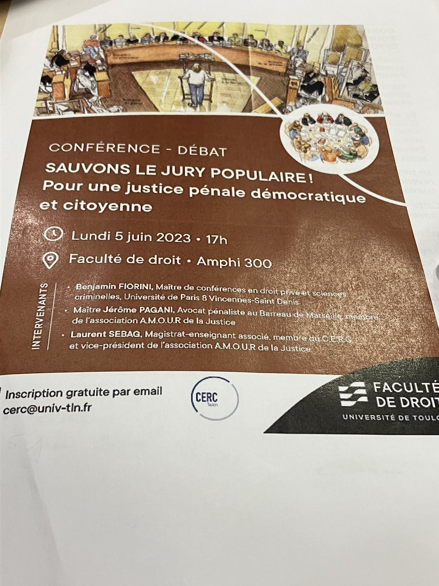 cgroizeleau's tweet photo. Conférence - débat « Sauvons le jury populaire ! ». Cours criminelles départementales. @laurent_sebag 
#justice #toulon https://t.co/7G8wJTBMgi