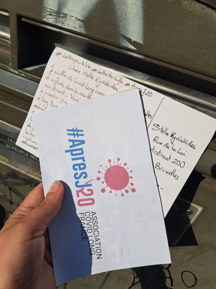 Posted my cards 📩for @SKyriakidesEU @vestager! 

👊We need recognition, care, research, and communication on #LongCovid! 
Still waiting for our French health minister to address properly the situation for millions of LC in 🇫🇷!
#LetterForLife 
#CovidLong #ApresJ20 @Not_Recovered