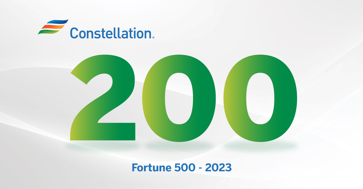 ConstellationEG's tweet photo. The results are in! Constellation has been named to the Fortune 200 after its first year as a standalone company, recognizing our position among the top 200 largest companies in the U.S. &amp; as a leader in the #energy sector. Learn more: https://t.co/kejhHH9VDE https://t.co/6WAe0WVsUZ