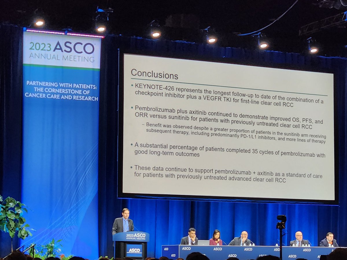 5 year updated data on keynote 426 for #kidneycancer @brian_rini @ASCO #asco23