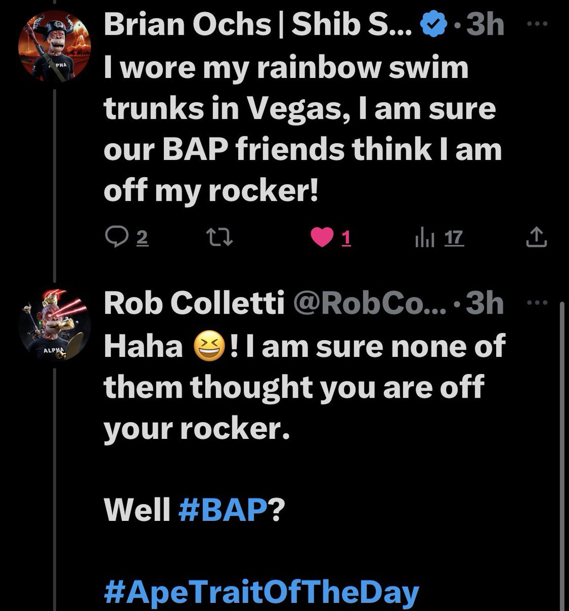 RobColletti1's tweet photo. Who was in Vegas for the #BAP God Bull Event and the #MegaMeetup! 

Did you think @ShibSkywalker is off his rocker? 

#ApeTraitOfTheDay https://t.co/yW2aSFhdYd