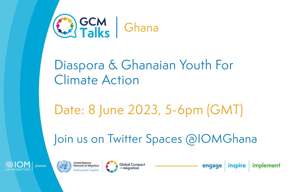IOMGhana's tweet photo. What are Ghanaian youth in the Diaspora &amp; in Ghana doing to #BeatPlasticPollution &amp; to #GreenGhana?

Join IOM Ghana &amp; @UNMigNetwork for our first GCM Talk Ghana on Twitter Spaces on 8 June, 5-6pm GMT: https://t.co/GLAqz9U1us

#WorldEnvironmentDay 
#Diaspora4ClimateAction https://t.co/YzP3DI38Hd