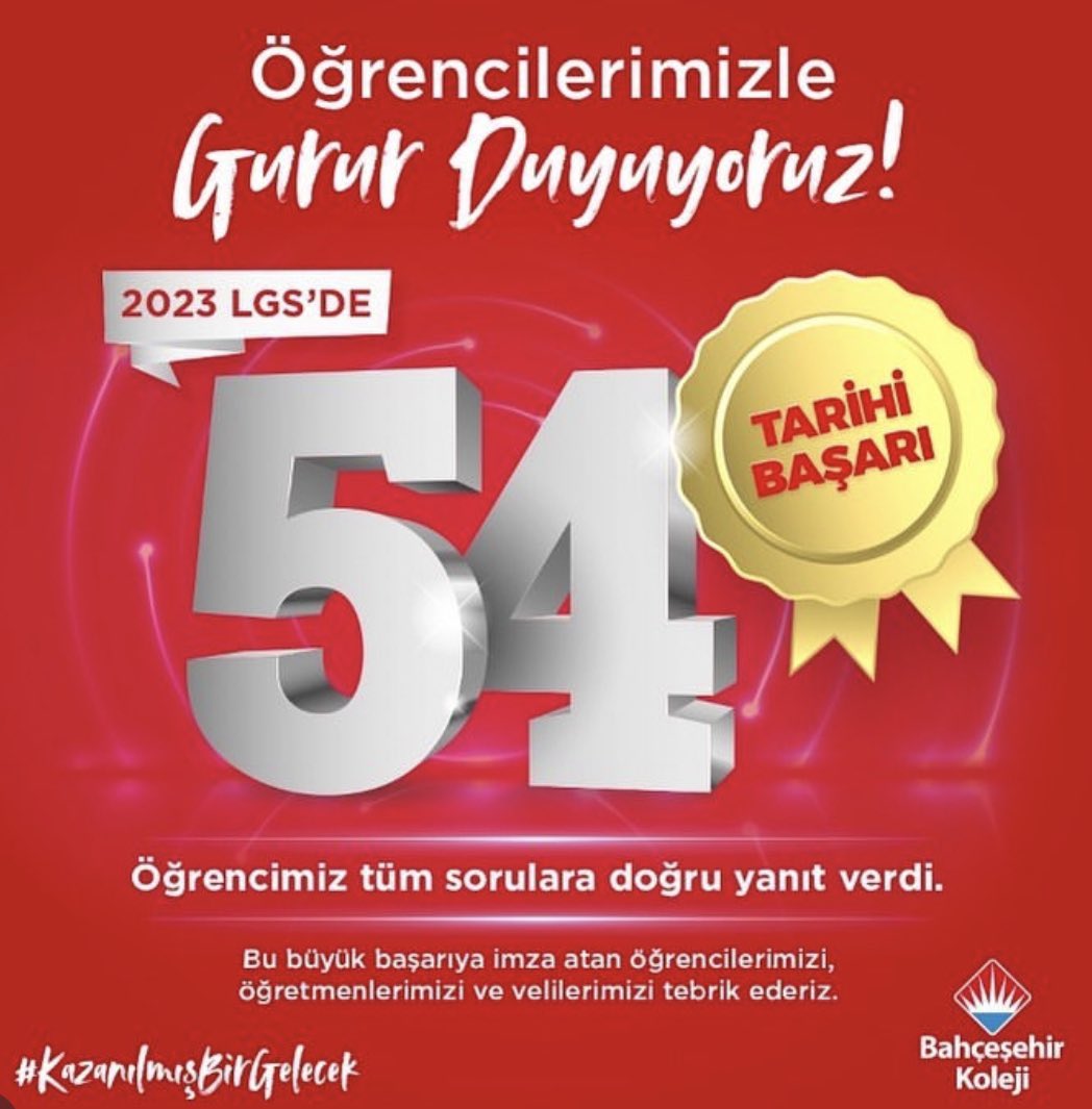 BK_Canakkale's tweet photo. 🏆Öğrencilerimizle Gurur Duyuyoruz!

Öğrencilerimizden aldığımız bilgiler doğrultusunda #LGS2023’te 54 öğrencimiz tüm sorulara doğru yanıt vererek rekor bir başarıya imza attı.

Sevgili öğrencilerimizi, öğretmenlerimizi ve velilerimizi yürekten kutlarız.

#bahçeşehirkoleji https://t.co/SqFd8BHk9L