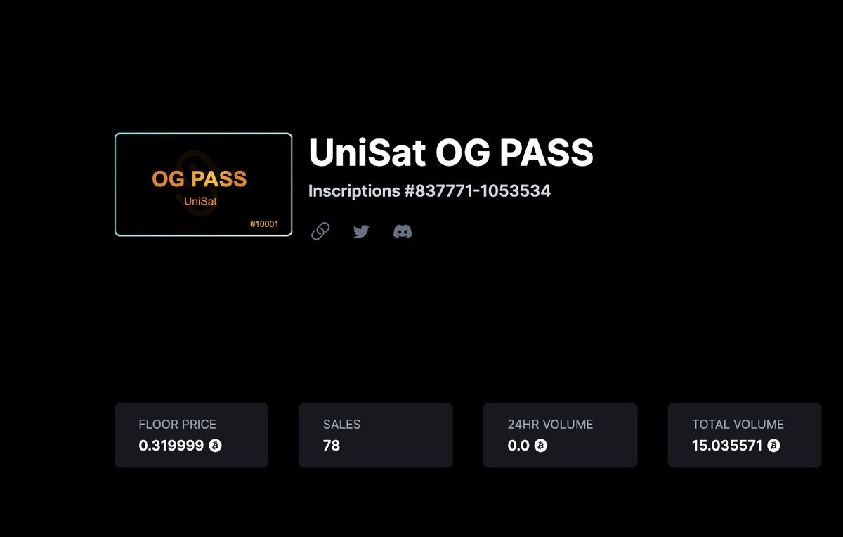 Random Giveaway 1 Unisat OG Pass 

Thanks for joining the twitter spaces with <a href="/BitGod21/">BG</a> <a href="/DocHollywoodArt/">Doc Hollywood</a> <a href="/MEonBTC/">Magic Eden on Bitcoin 🟧</a> <a href="/unisat_wallet/">UniSat - wallet, explorer & extension for bitcoin.</a> <a href="/sub10k/">sub10k</a> <a href="/BitcoinBearsOrd/">Bitcoin Bears</a> 

FP 0.32 BTC 

To enter
> Follow <a href="/OrdinalsCN/">Ordinals中文社区</a> <a href="/unisat_wallet/">UniSat - wallet, explorer & extension for bitcoin.</a> 
> Rt, Like, Tag frens
> Comment with your creativity

⌛️45 Hrs