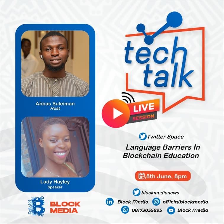 officialbitcast's tweet photo. Our next Twitter space is this week!!!
Join @hayley_Talks and @iamabbas_s on @blockmedianews as we discuss the topic; Language Barriers In Blockchain Education.
#blockmedia #onlineradio #radio #blockchain https://t.co/nh4eNosdRP