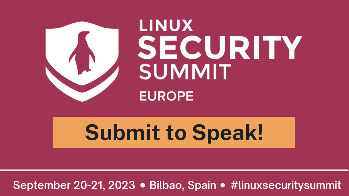 linuxfoundation's tweet image. ATTENTION: Linux Security Summit Europe’s Call for Proposals closes TONIGHT at 11:59 PM PDT!  Speak on #AccessControl, #Cryptography, #KeyManagement, #HardwareSecurity and much  more. Submit NOW!! hubs.la/Q01SjzGc0 #LinuxSecuritySummit