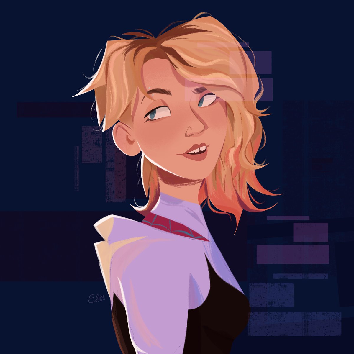 3lstarkk's tweet photo. she’s from another, another dimension #spidergwen #AcrossTheSpiderVerse https://t.co/Zg8G9Cknww