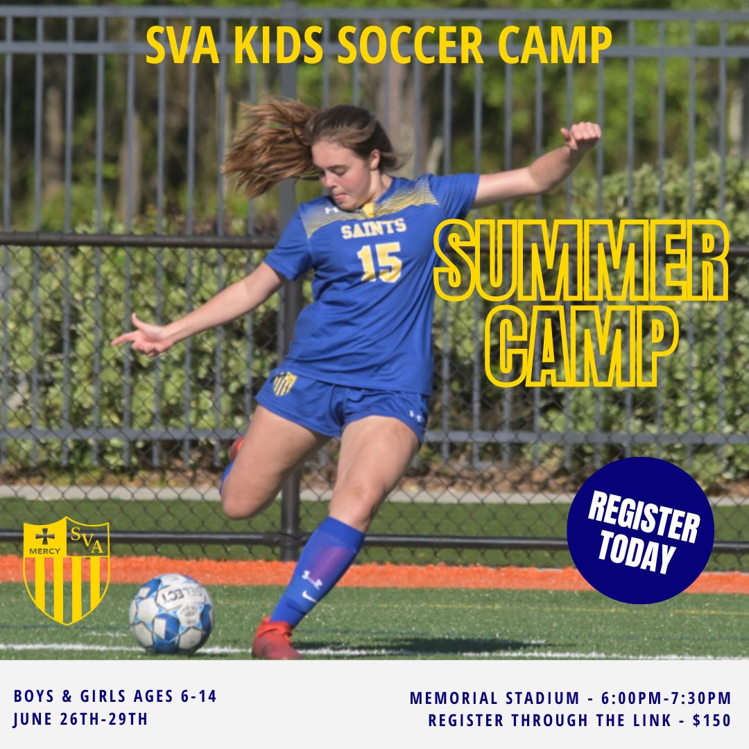 Sign up your kiddos for an amazing soccer camp held by SVA! Spaces are limited so sign up today!

Kids Soccer Camp (boys and girls ages 6-14) - June 26th-29th - 6:00-7:30pm at Memorial Stadium

Register here: forms.gle/ieY9vEwzF1H9QZ…

#svaathletics
