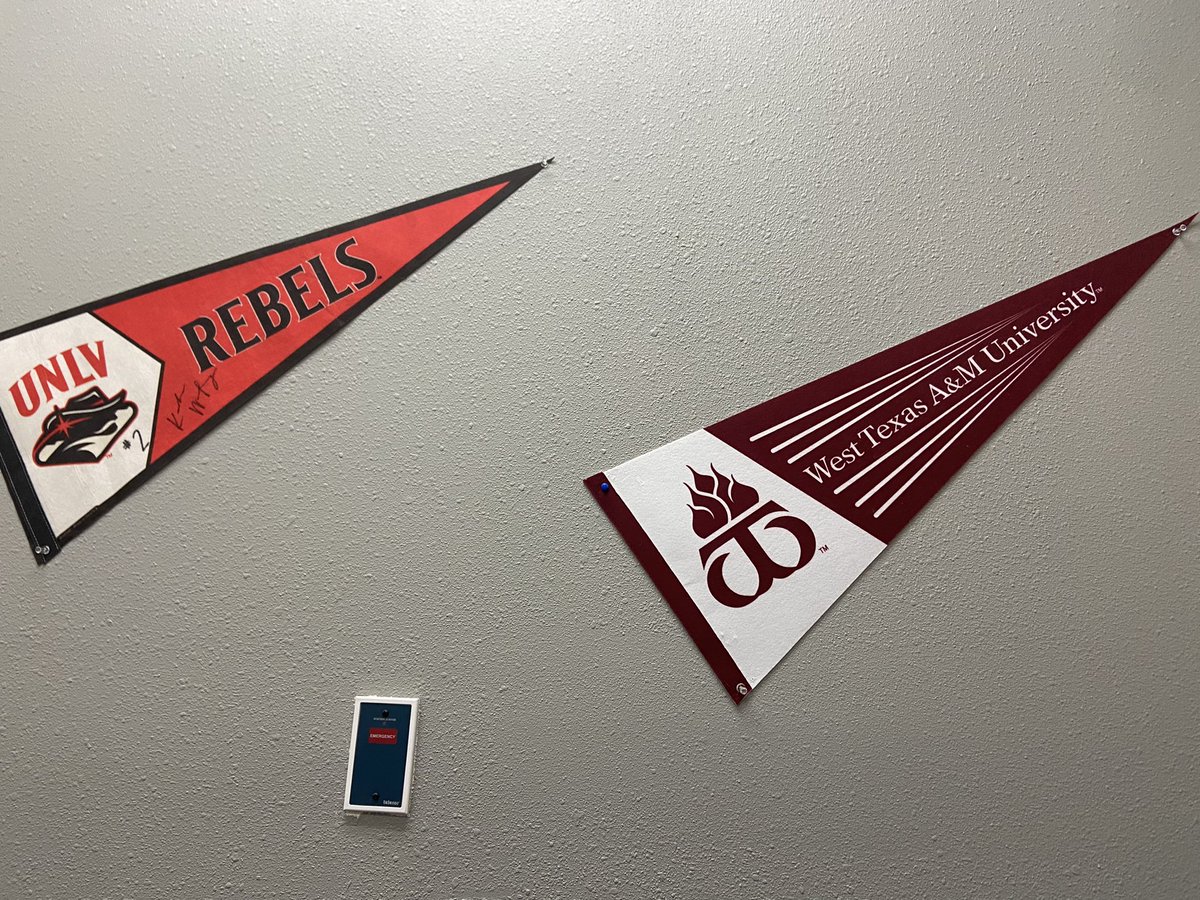 Moved into my new office as Athletic Director. Got my undergraduate pennant up and future WNBA hall of fame singed pennant <a href="/kenadeewinfrey/">Ken</a> up as well!!!!