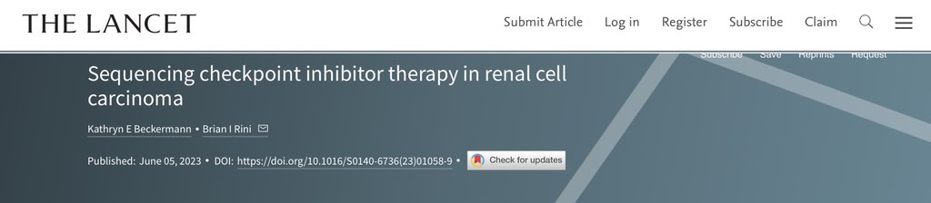 Flawless presentation by <a href="/DrChoueiri/">Toni Choueiri, MD</a> at #ASCO23 of #CONTACT03 results. We didn’t sleep much over the past several weeks putting this manuscript together for simultaneous pub in <a href="/TheLancet/">The Lancet</a>! Thank you to <a href="/katy_beckermann/">Katy Beckermann</a> &amp; <a href="/brian_rini/">Brian Rini, MD</a> for a terrific editorial accompanying the