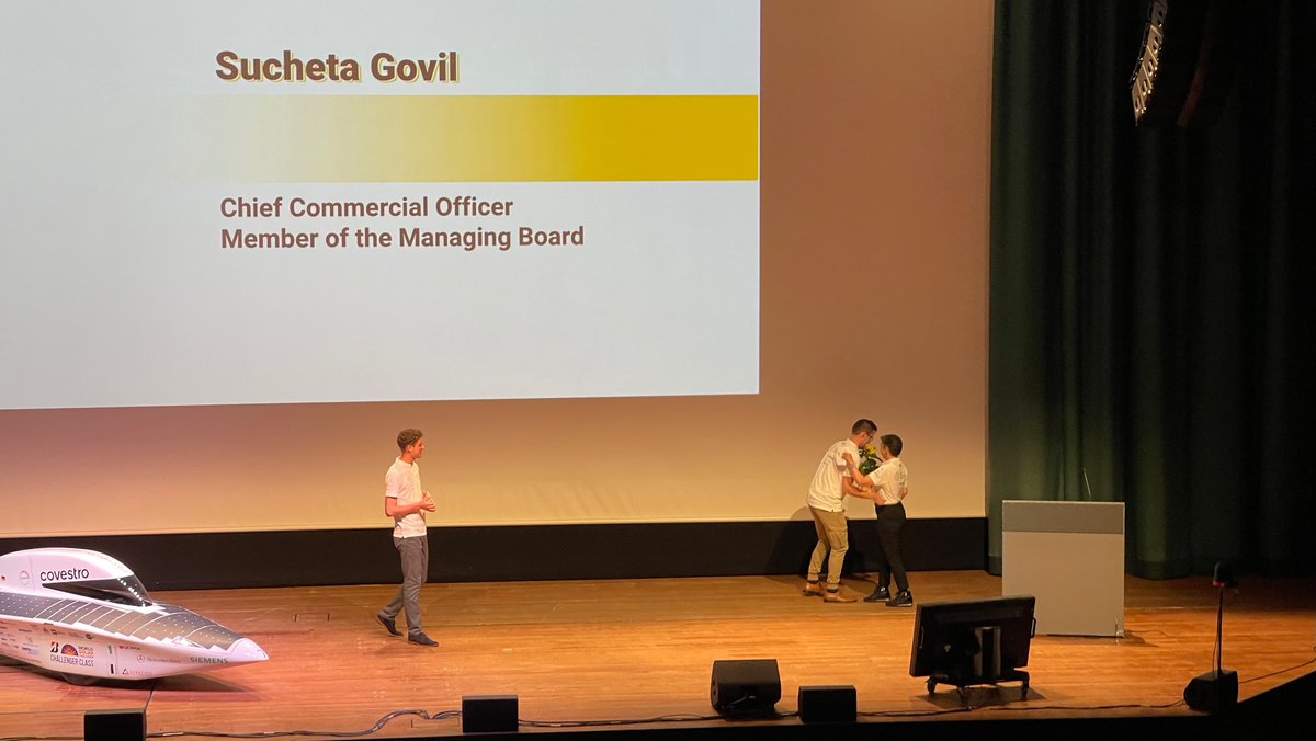 Our CCO <a href="/Suegovil/">Sucheta Govil</a>: “Team <a href="/sonnenwagen/">Team Sonnenwagen Aachen ☀️</a> demonstrates the value and the huge potential of cooperation. I have learned so much from them about collaborating to challenge the status quo. I feel so proud that <a href="/covestro/">Covestro</a> materials play a small part in Adelie.”