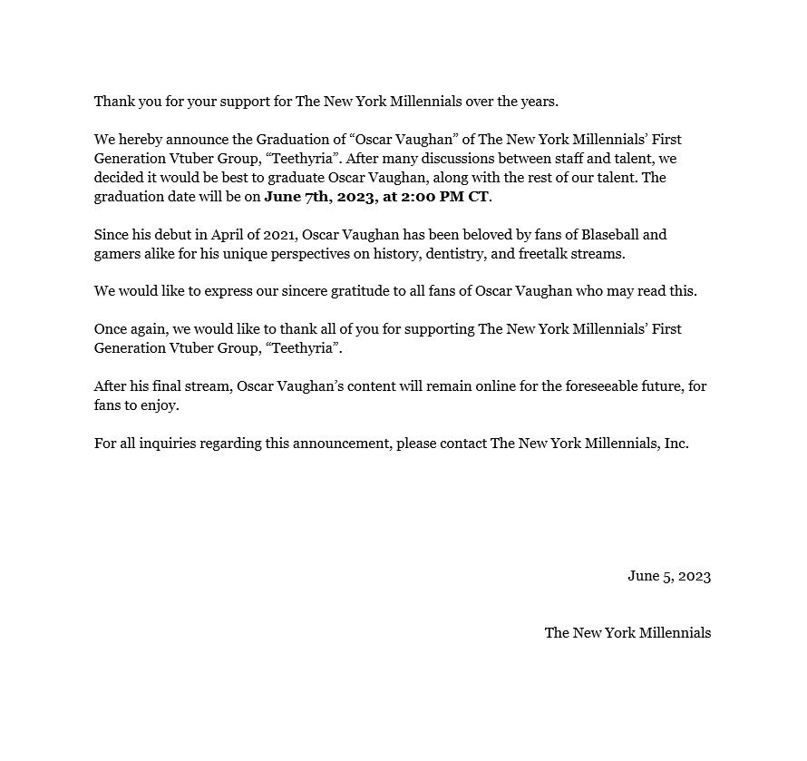 A note regarding future activities