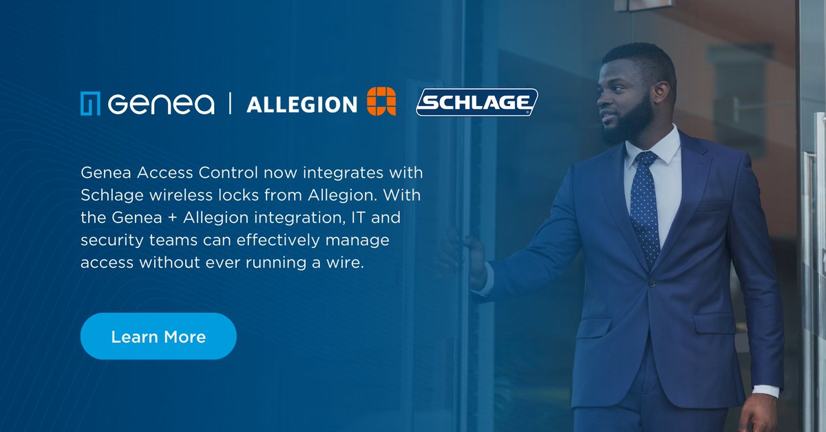 GetGenea's tweet image. Learn how enterprises, commercial real estate properties, schools and more can effectively manage access, enhance security and streamline operations with the Genea + Allegion Schlage integration. #buildingsecurity #doorlocks #geneacloudsecurity hubs.la/Q01SjSNm0