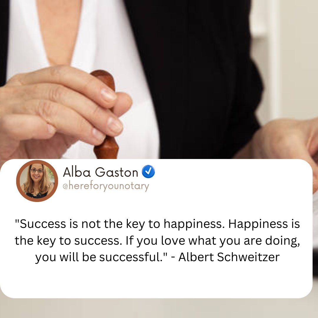 Remember, when you love what you do, success becomes a natural byproduct. So, let's spread joy and success together! #PassionEqualsSuccess #FindYourHappiness #EntrepreneurialBliss #MobileNotary #Notary #NotaryPublic #NotarySigningAgent #Apostille