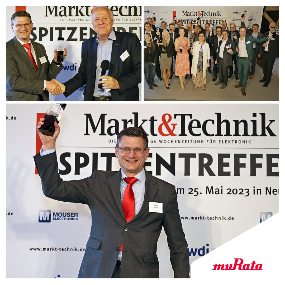 MurataEurope's tweet image. Congratulations!🎉🤝

We are thrilled to announce that Rüdiger Scheel, Vice President Sales at @MurataEurope, was elected Manager of the Year 2023 in the category #PassiveComponents by readers of @MarktTechTweets, a well-known German electronics weekly magazine.