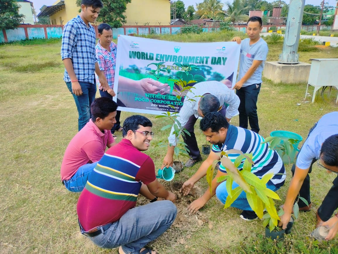 On the occasion of World Environment Day, a plantation drive was  organized at FSD DIMAPUR by the officers and officials of FCI RO, DO &amp; FSD Dimapur, Nagaland.
<a href="/FCI_India/">Food Corporation of India</a> 
<a href="/fci_ne/">Food Corporation of India, Zonal Office(NE)</a>