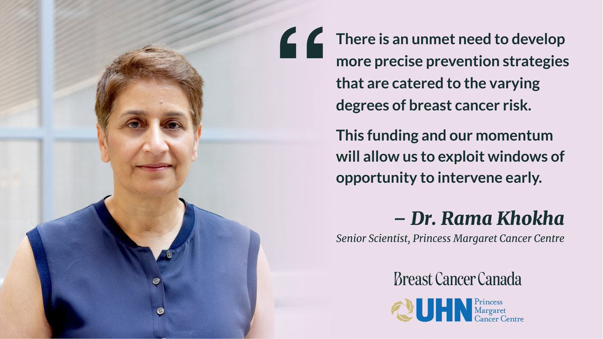 PMResearch_UHN's tweet photo. 🎉Presented @ASCO, Dr. Rama Khokha @UHN has received a $3 million from Breast Cancer Canada to advance research on precision-based prevention of #breastcancer. #ASCO23 Read more > https://t.co/Ha4jcT22R5 https://t.co/g8UyNSl5fo