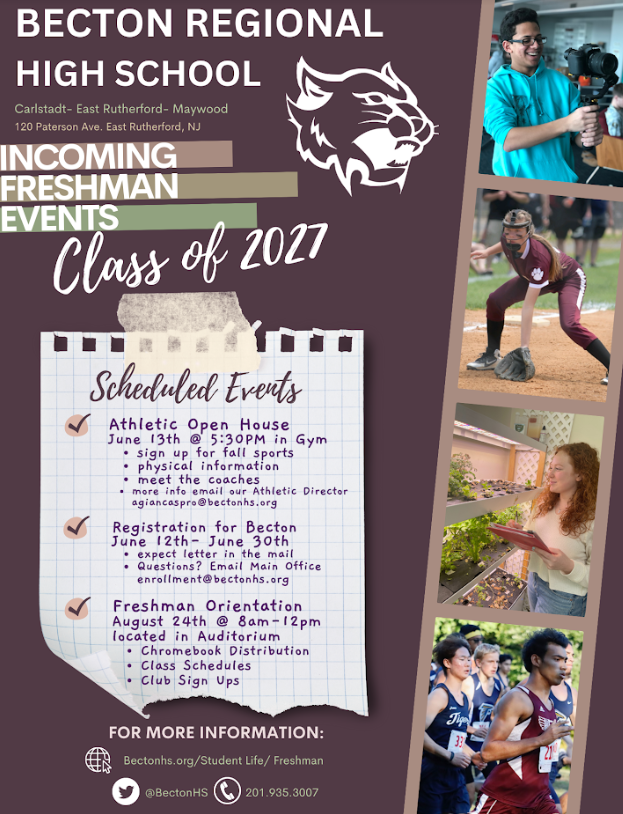 ErutherfordSD's tweet photo. Becton Regional High School- Incoming Freshman Events Class of 2027 https://t.co/a2GMK64paV