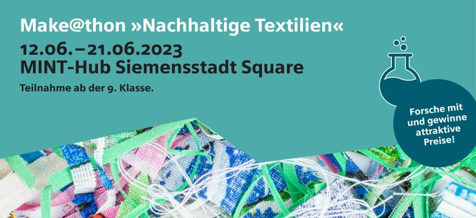 Siemens Stiftung (@siemensstiftung) on Twitter photo 🧥🌱 Du hast Ideen, wie #Textilien ökologischer, fairer und nachhaltiger produziert werden können? Mach mit beim #Makeathon „Nachhaltige Textilien"!
🗓️12.–21.06.2023
📍<a href="/siemensstadt2/">Siemensstadt Square</a>, Berlin #Spandau
👉Anmeldung: chemie.uni-osnabrueck.de/forschung/dida… 🧥🌱 Du hast Ideen, wie #Textilien ökologischer, fairer und nachhaltiger produziert werden können? Mach mit beim #Makeathon „Nachhaltige Textilien"!
🗓️12.–21.06.2023
📍<a href="/siemensstadt2/">Siemensstadt Square</a>, Berlin #Spandau
👉Anmeldung: chemie.uni-osnabrueck.de/forschung/dida…