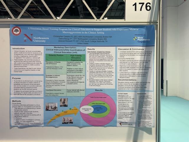 NUPTMRS's tweet image. Congrats to Drs. @NUPT_ClinEd, Debra Bangs &amp;amp; @DrJMaxwellPT for their poster &quot;Simulation Based Training for Clinical Educators to Support Students who Experience Microaggressions During Clinical&quot;. wp2023.world.physio/?_ga=2.2433321… #WCPT2023 @WorldPhysio1951 @southdpt @NUBouve #Northeastern