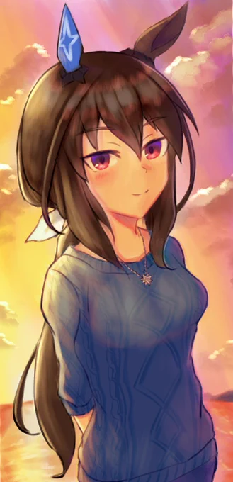 #自分の代表作だと思う絵を一枚だけ選んでみよう  『夕日とアヤベさん』 ※タップ推奨