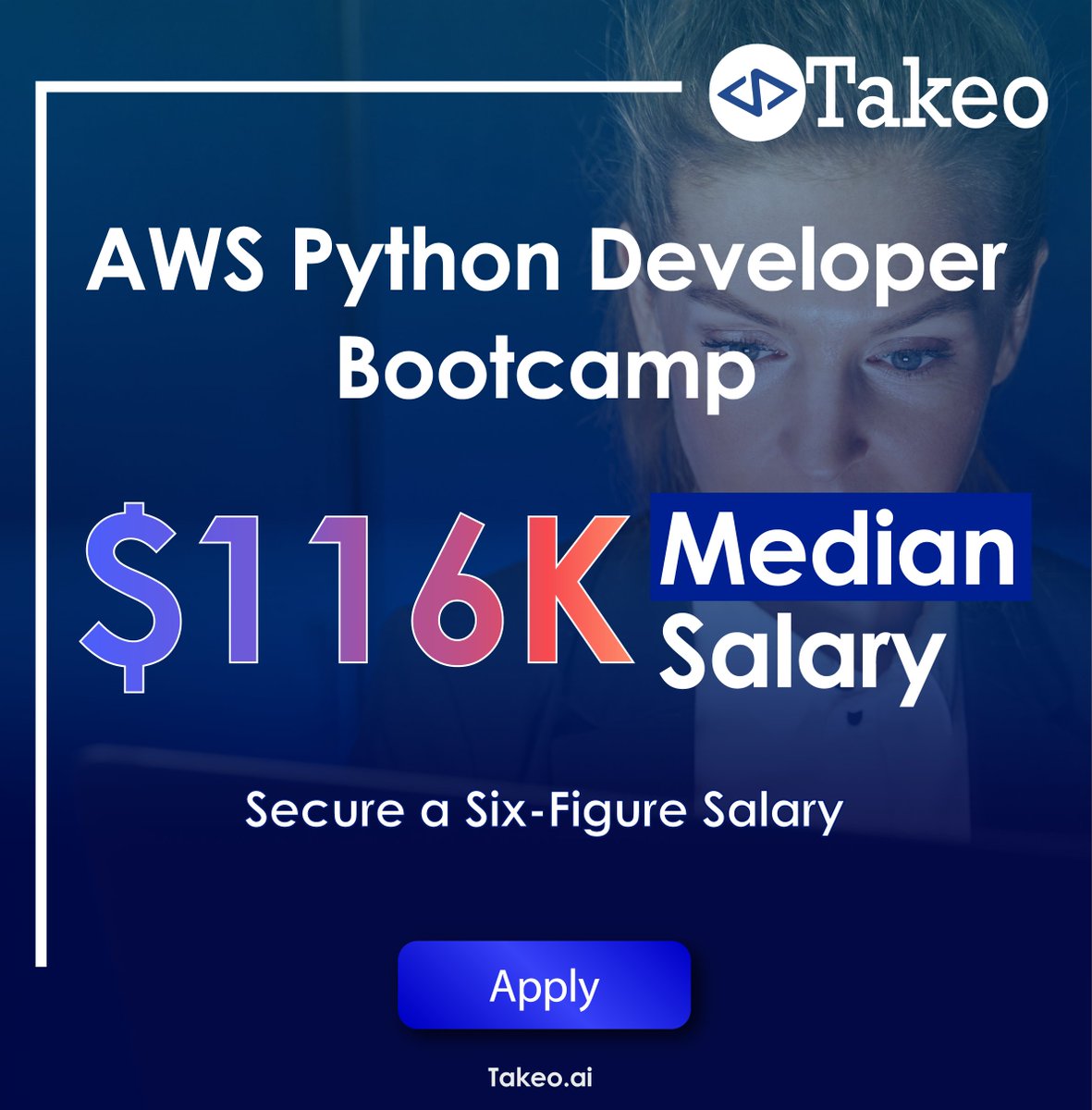 𝐒𝐞𝐜𝐮𝐫𝐞 𝐚 𝐒𝐢𝐱-𝐅𝐢𝐠𝐮𝐫𝐞 𝐒𝐚𝐥𝐚𝐫𝐲: 𝐌𝐚𝐬𝐭𝐞𝐫 𝐀𝐖𝐒 𝐚𝐧𝐝 𝐏𝐲𝐭𝐡𝐨𝐧 𝐰𝐢𝐭𝐡 𝐓𝐚𝐤𝐞𝐨'𝐬 𝐂𝐚𝐫𝐞𝐞𝐫-𝐃𝐫𝐢𝐯𝐞𝐧 𝐁𝐨𝐨𝐭𝐜𝐚𝐦𝐩!

To Apply: takeo.ai/aws-python-boo… 

#AWS #Python #Bootcamp #CareerInTech #CloudComputing #CodeYourFuture  #TechJobs