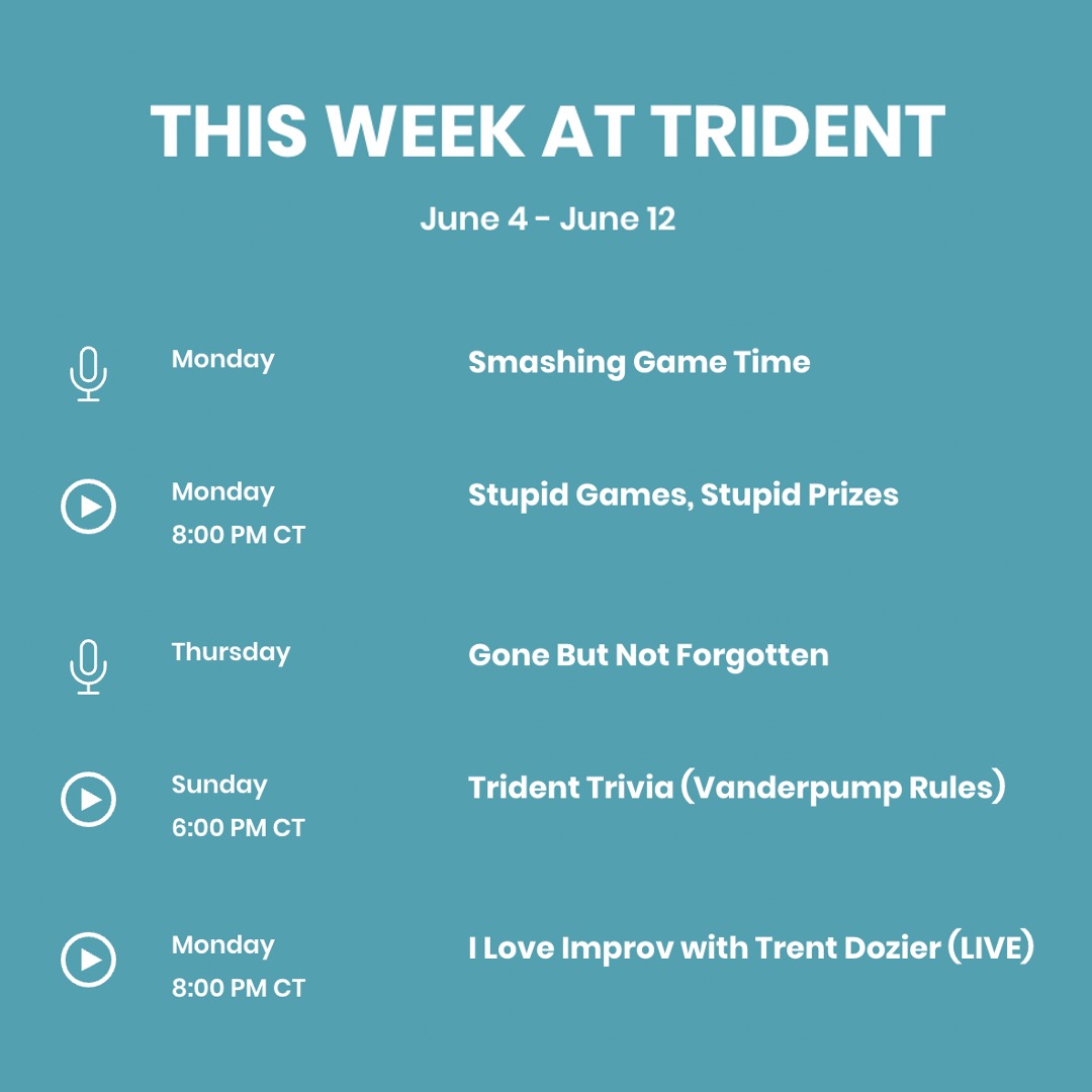 TWO Special Events Coming Up! Vanderpump Trivia AND In Person Improv!

mailchi.mp/thetridentnetw…

#comingup #twitch #podcast #trivia #vanderpumprules #improv #livepodcast