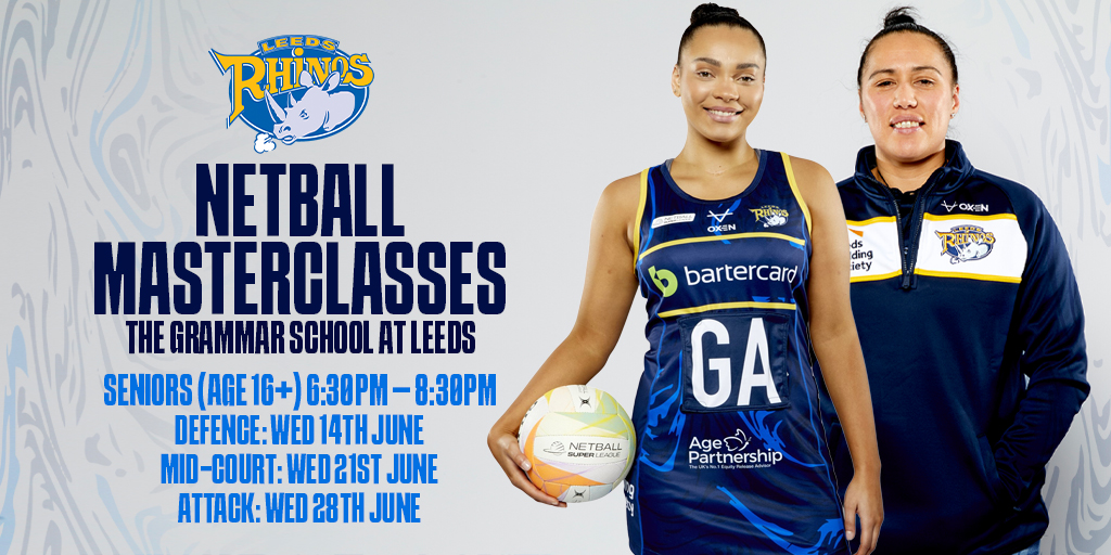 NIC Leeds Rhinos Netball (@rhinosnetballsl) on Twitter photo New Netball Masterclasses!
Our players & coaches are leading 3⃣ netball masterclasses this month
🏐Defence with <a href="/Maggie_Netball/">Maggie</a> & <a href="/shellymagee_/">Shellymagee</a>
🏐Mid-Court with Liana Leota & <a href="/RosieHarrisss/">Rosie Harris</a>
🏐Attack with <a href="/paige_reedxx/">Paige Reed</a> & <a href="/AmyBraithwaite7/">Amy Braithwaite</a>
➡️Book now netball.therhinos.co.uk/article/532/ne… New Netball Masterclasses!
Our players & coaches are leading 3⃣ netball masterclasses this month
🏐Defence with <a href="/Maggie_Netball/">Maggie</a> & <a href="/shellymagee_/">Shellymagee</a>
🏐Mid-Court with Liana Leota & <a href="/RosieHarrisss/">Rosie Harris</a>
🏐Attack with <a href="/paige_reedxx/">Paige Reed</a> & <a href="/AmyBraithwaite7/">Amy Braithwaite</a>
➡️Book now netball.therhinos.co.uk/article/532/ne…